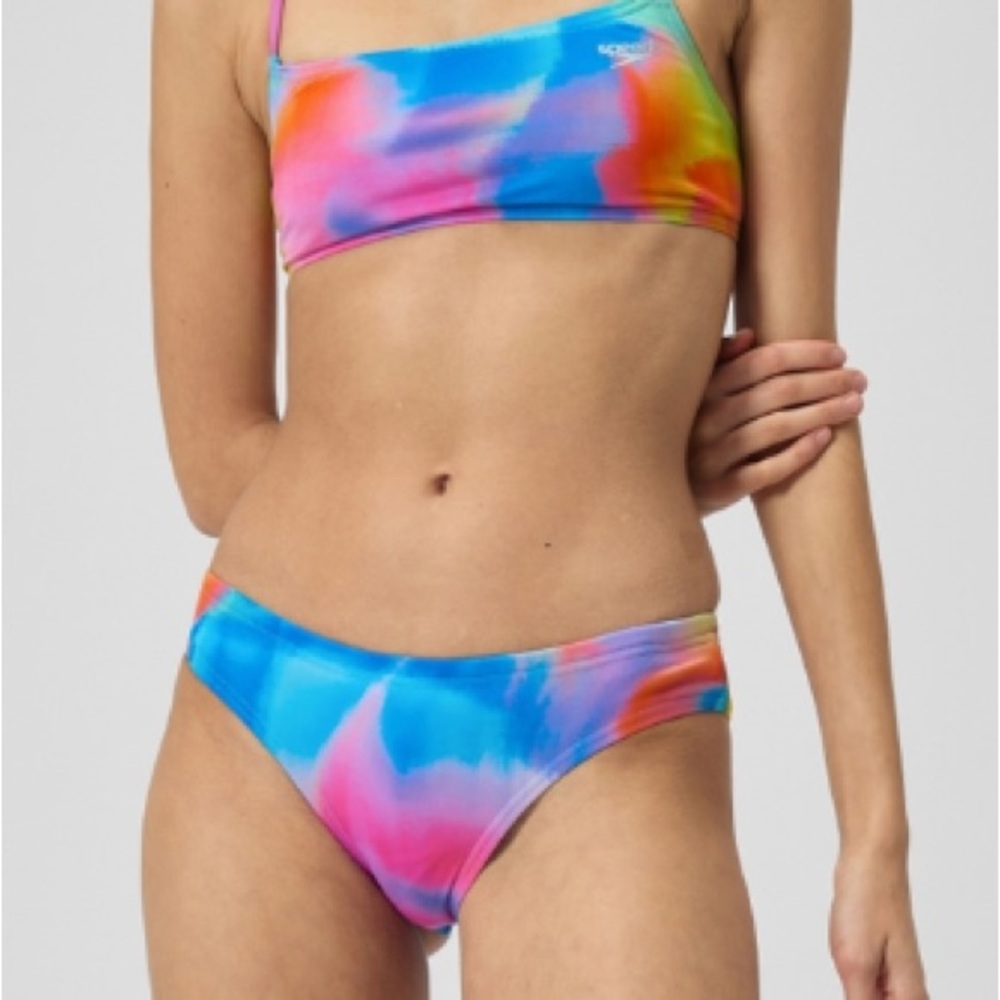 Women's Printed Strappy Fixed Bikini Top and Printed Hipster Bikini Bottoms